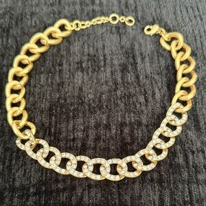 JCrew Gold-Colored and CZ Stone Chain Necklace